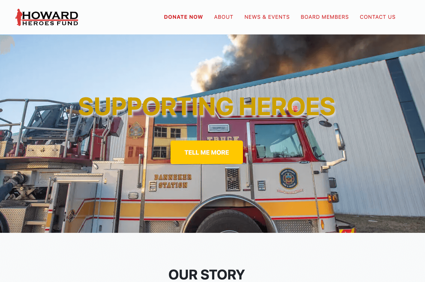 image of Howard Heroes fund website
